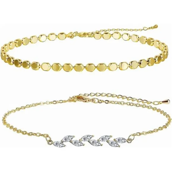 Anklets for Women 14K Real Gold Silver Plated Ankle Bracelets Trendy - Picture 6 of 6